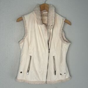 Altar’d State Faux Suede Fuzzy Vest Moto Cream Fall Preppy Zipper Soft Girl Cozy